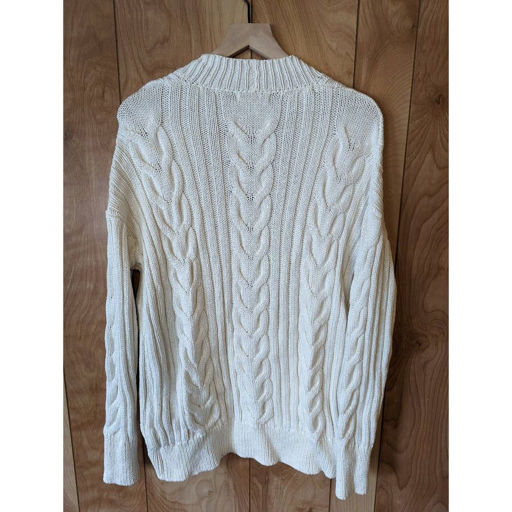 Banana Republic Chunky Knit Cardigan Open Front Neutral 100% Cotton White XS - Picture 8 of 8
